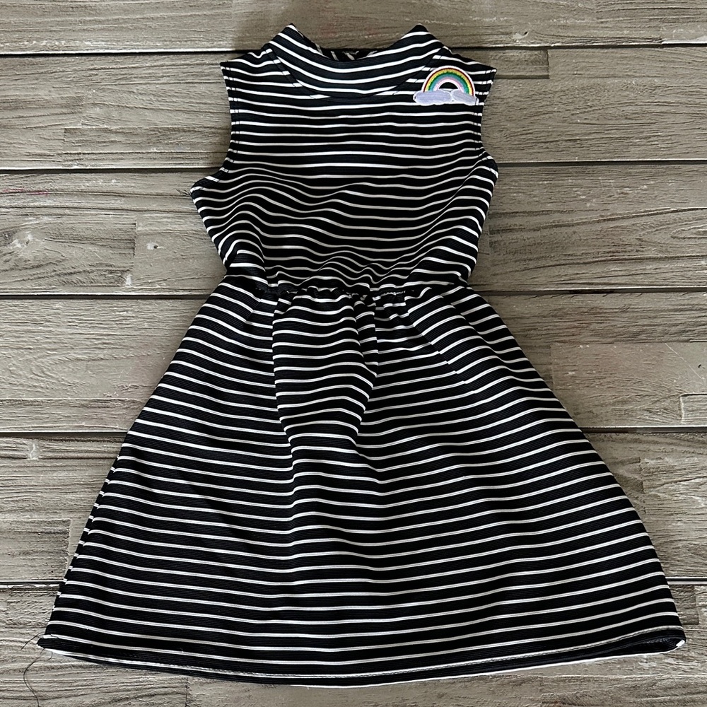 Striped Kids Dress with Rainbow Patch